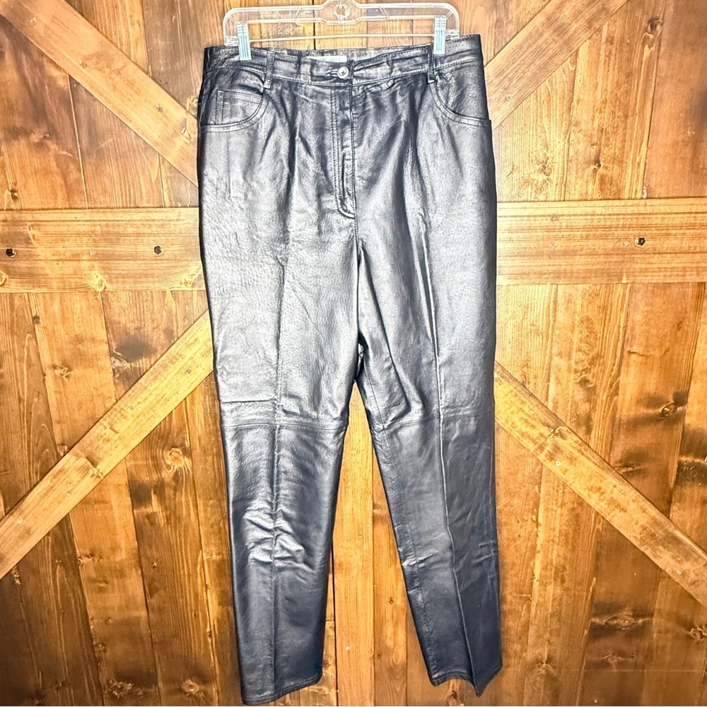 Tower Hill Collection Vintage Black High Rise Leather Pants Size 16